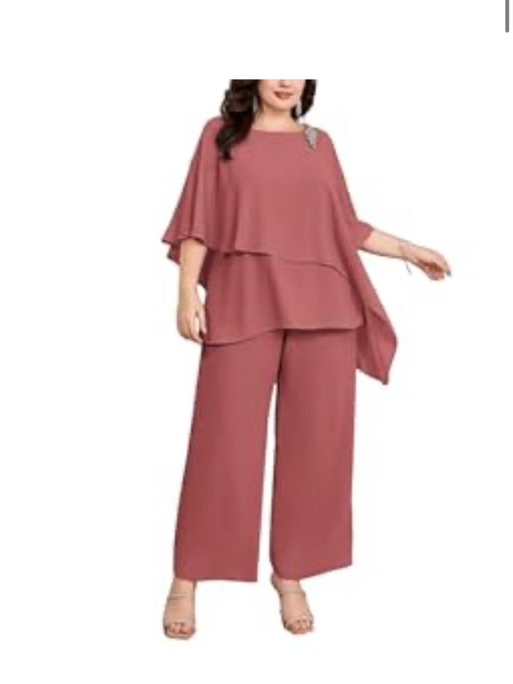 Elegant Plus-Size Layered Wide-Leg Jumpsuit in Dusky Rose
Mother of the bride
